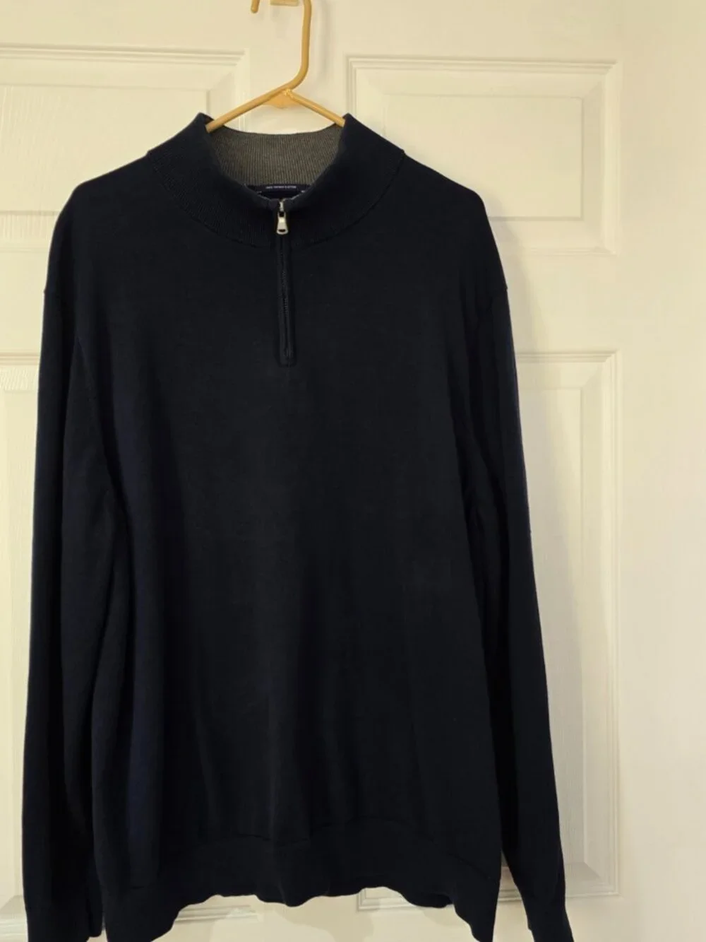 Lands' End Men's 1/4‎ Zip Pullover Sweater 100% Supima Cotton Navy Size XXL